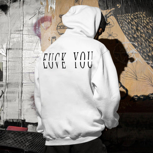 Men's Love You Fk You Printed Gym Hoodie